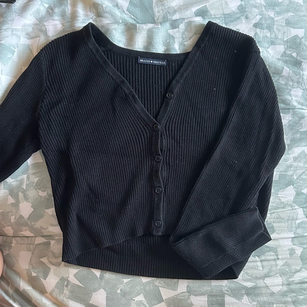 Brandy Melville Black Ribbed Knit Top